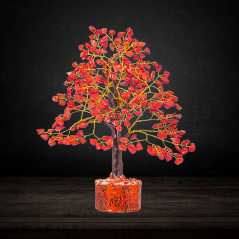 Red Jasper Crystal Tree With Golden Wire
